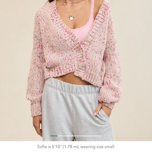 Aerie Speckled Pink Knit Cardigan